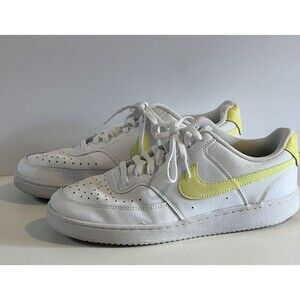Women’s Nike Court Vision Low White Light Zitron Yellow Sneakers Shoes Size 10